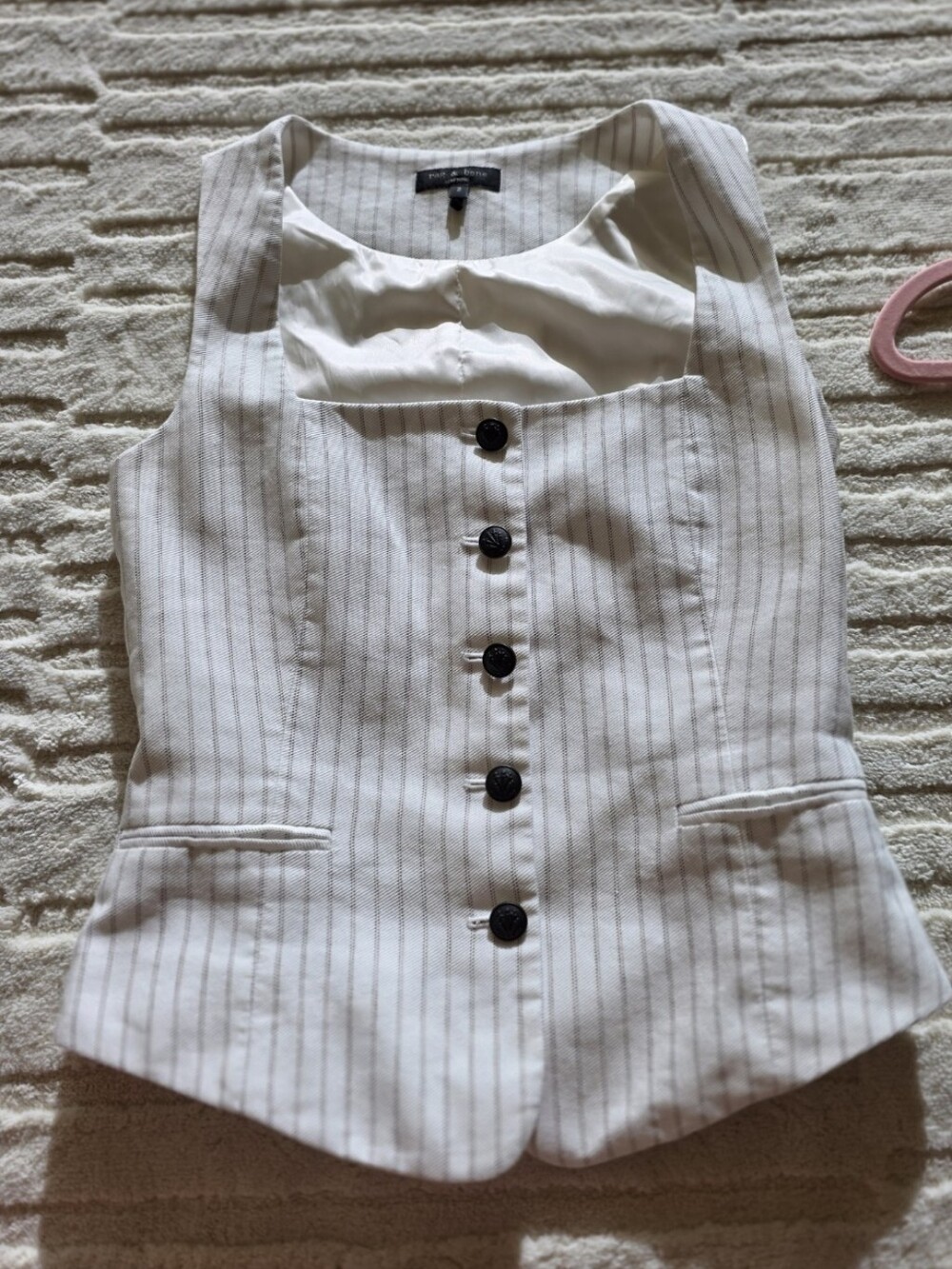 Rag & Bone Tailored White Pinstripe Vest - Women
